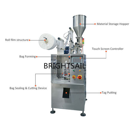 آلة تغليف أكياس الشاي الهرمية المصنوعة من ألياف الذرة 40 كيس في الدقيقة