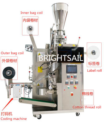 آلة تعبئة وختم أكياس مرشح الشاي SUS 6g ثلاثية مختومة